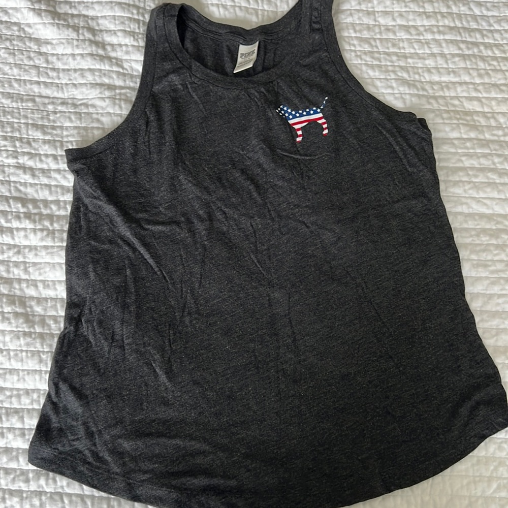 PINK tank with sequined dog logo never worn